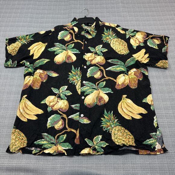 Tori Richard Hawaiian Shirt Mens 1X Big Fruit Beach Vacation Pearl Button‎ Camp - Picture 1 of 9